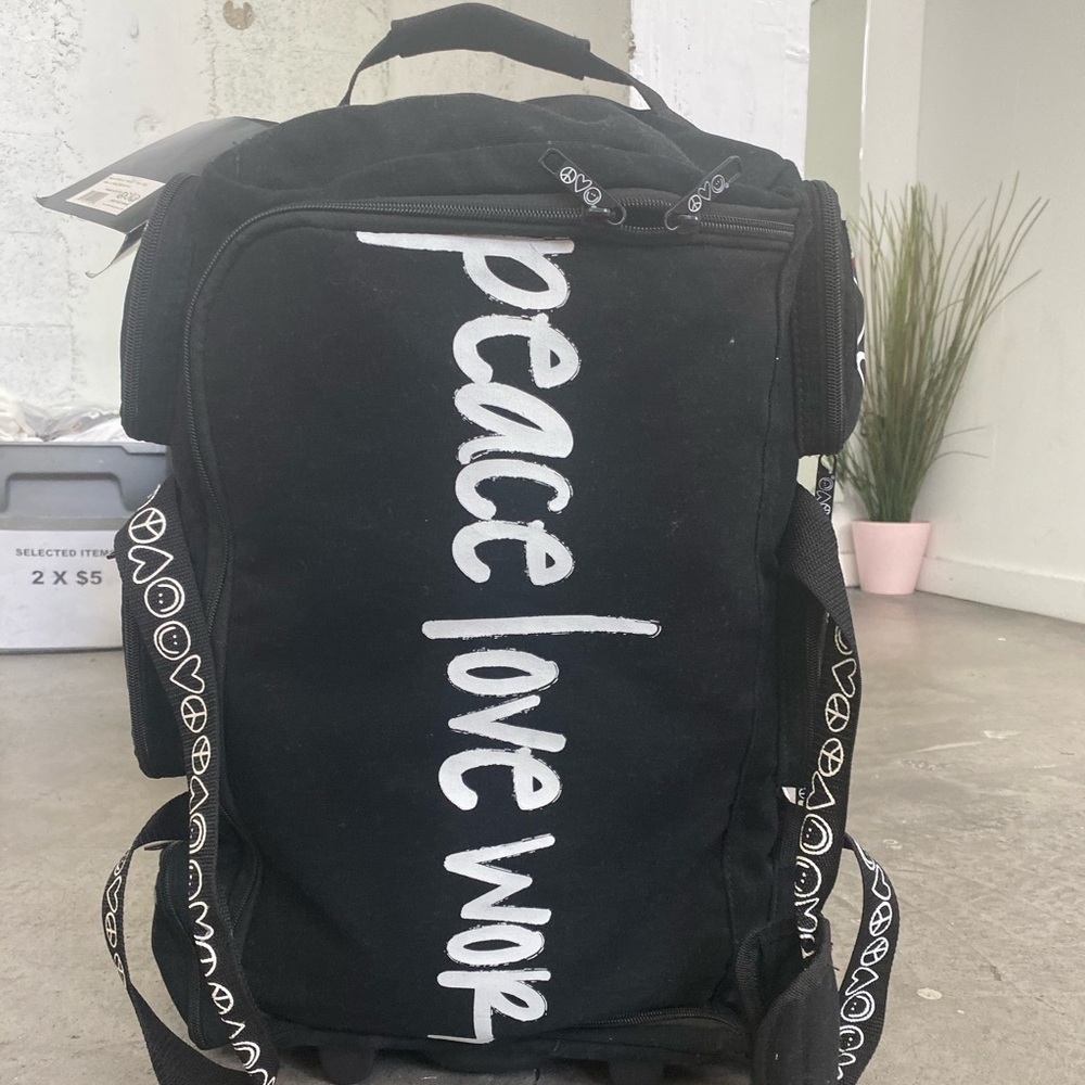 Peace Love World Triforce Rolling Duffel Bag